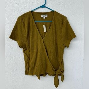 NWT Madewell Texture and Thread Green Wrap Top